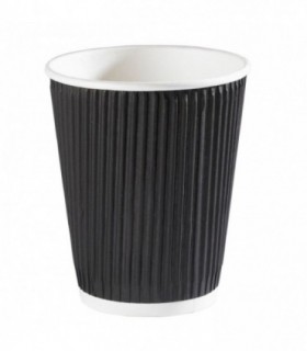 Vaso cartón ondulado negro Ø 9/6 x 13.2 cm 16 oz 48 cl