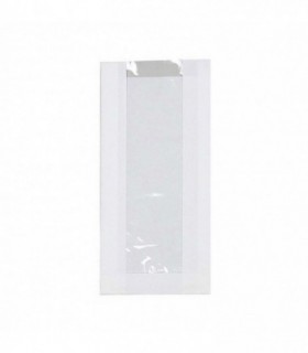 Bolsa bocadillo papel blanca con ventana 10 x 3 x 34 cm