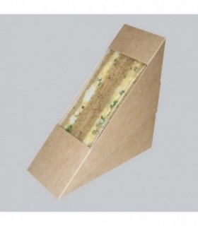 Envase sandwich cartón triangular kraft 12,3 x 5,2 x 12,3 cm