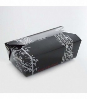 Envase cartón rectangular negro estampado oriental 18,5 x 10,3 x 5,8 cm