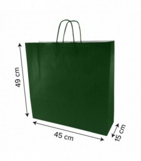 Bolsa papel verjurado verde oscuro con asa rizada color 45 x 15 x 49 cm