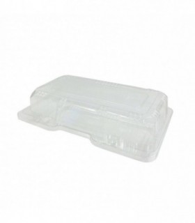 Tarrina pet rectangular transparente tapa bisagra 21 x 12,5 x 4,5 cm
