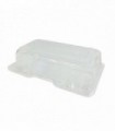 Tarrina pet rectangular transparente tapa bisagra repostería 22 x 14,5 x 8 cm