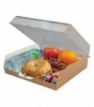 Bandeja tapa bisagra cartón + PET kraft 23 x 23 x 7,5 cm