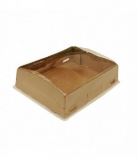 Envase cartón cuadrado kraft con tapa ps 25,5 x 25,5 x 8,2 cm