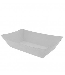 Barqueta cartón rectangular blanca 13,6 x 8,6 x 5,2 cm