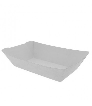 Barqueta cartón rectangular blanca 13,6 x 8,6 x 5,2 cm