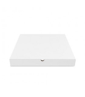 Caja pizza cartón cuadrada kraft-blanca 26 x 26 x 3,8 cm
