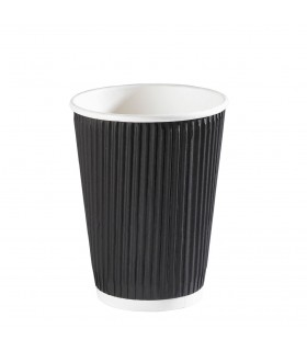 Vaso cartón ondulado negro Ø 8/5.6 x 9.2 cm 8 oz 24 cl