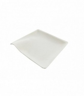 Plato pulpa ondulado cuadrado blanco 8 x 8 x 0,9 cm