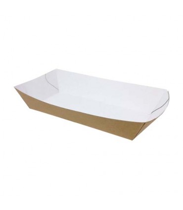 Barqueta cartón rectangular kraft fast food 22 x 11,5 x 4,5 cm