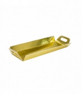 Bandeja cartón rectangular con asa dorada 30,0 x 12,0 x 2,5 cm