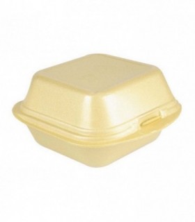 Caja hamburguesa porex cuadrada color oro 13,3 x 13,3 x 7,5 cm