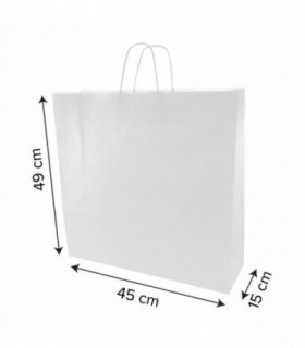 Bolsa papel blanca con asa rizada 45 x 15 x 49 cm
