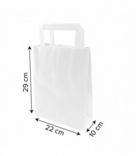 Bolsa papel kraft blanca asa plana 22 x 10 x 29 cm