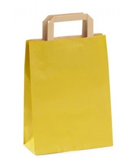 Bolsa papel kraft amarilla asa plana 18 x 8 x 24 cm