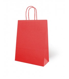 Bolsa papel verjurado roja con asa plana kraft 22 x 10 x 29 cm