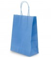 Bolsa papel verjurado azul claro con asa rizada color 18 x 8 x 24 cm