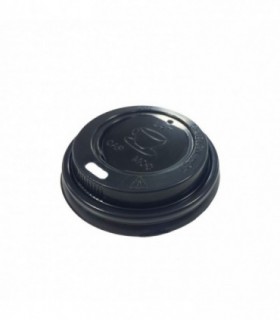 Tapa cúpula PLA negra con agujero Ø 9 cm para vasos 12 y 16 oz