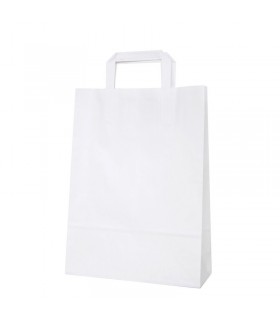 Bolsa papel blanca asa plana 27 x 12 x 37 cm
