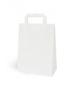 Bolsa papel kraft blanca asa plana 18 x 10 x 24 cm