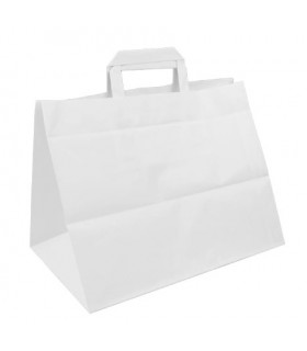 Bolsa papel kraft blanca asa plana 32 x 20 x 23 cm