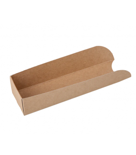 Base cartón rectangular kraft para hotdog o bocadillo con estampado verde 25 x 6 x 3 cm