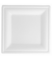 Plato caña de azúcar cuadrado blanco 16,0 x 16,0 x 1,5 cm