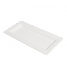 Plato caña de azúcar rectangular blanco 26 x 13 x 1.5 cm