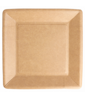 Plato de cartón compostable cuadrado kraft 18 x 18 cm