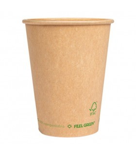 Vaso compostable de cartón kraft water base 12 oz / 360 ml Ø 9,0/6,0 x 11,0 cm