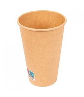 Vaso de cartón kraft 16 oz / 480 ml Ø 9,0/6,0 x 13,2 cm 300 + PE 18 g/m²