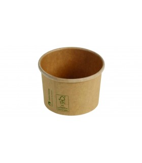 Envase sopa cartón redondo kraft con PLA Ø 9 x 6 cm 24 cl