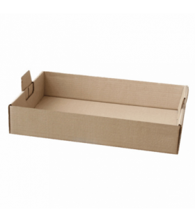 Bandeja para catering de cartón microcanal rectangular kraft 62 x 43,5 x 9,5 cm