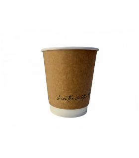 Vaso de cartón doble pared liso kraft / blanco 8 oz / 240 ml Ø 7,8 x 9,0 cm 230 + PE 18 g/m²