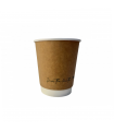 Vaso de cartón doble pared liso kraft / blanco 8 oz / 240 ml Ø 7,8 x 9,0 cm 230 + PE 18 g/m²