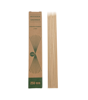 Brocheta de madera natural 25 cm x Ø 3 mm