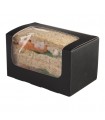 Envase sandwich cartón rectangular negro con ventana 12,5 x 7,7 x 7,2 cm