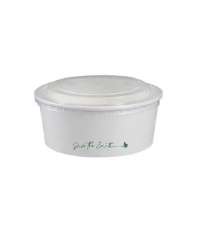 Bol de cartón + PE redondo blanco Ø 15,0 x 4,5 cm 50 cl + tapa rPet antivaho
