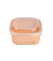 Bol cuadrado 13,0 x 13,0 x 6,0 cm 22 oz / 650 ml kraft 300 + PE 18 g/m² + tapa rPet antivaho