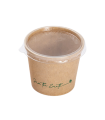 Mini tarrina para salsas Ø 6,5 x 6,5 cm 120 ml kraft 210 + PE 18 g/m² con tapa RPET