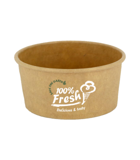 Tarrina de cartón redonda kraft para helado 240 + PE 32 g/m² Ø 9,5 x 4,9 cm 6 oz / 18 cl