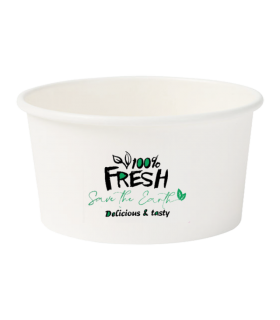 Tarrina de cartón redonda blanca para helado 240 + PE 32 g/m² Ø 9,5 x 6,3 cm 8 oz / 24 cl