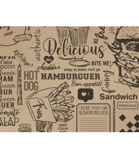 Mantel de papel individual kraft EcoNature 30,0 x 40,0 cm 40 g/m² "Burger"
