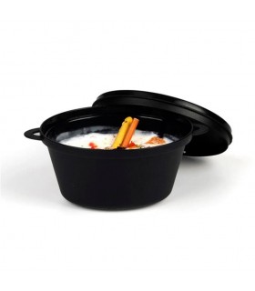 Mini cazuela PP negra + tapa 12,5 x 8,5 x 6,5 cm 180 ml