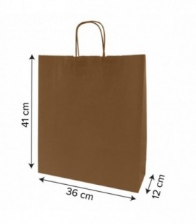 Bolsa papel verjurado marrón con asa rizada color 36 x 12 x 41 cm