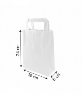 Bolsa papel kraft blanca asa plana 18 x 8 x 24 cm