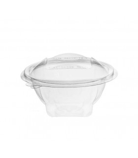 Bol rPet transparente con tapa bisagra Ø 12,0 x 5,5 + 1,7 cm 250 ml