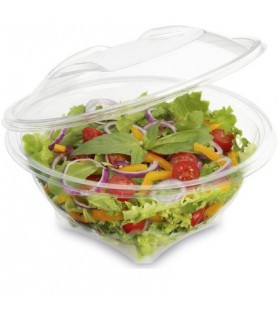 Bol rPet transparente con tapa bisagra Ø 18,2 x 7,6 + 2,9 cm 1.000 ml