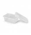 Combo tarrina PP rectangular transparente + tapa cierre hermético 17,0 / 14,5 x 12,0 / 9,0 x 7,0 cm 1.000 ml